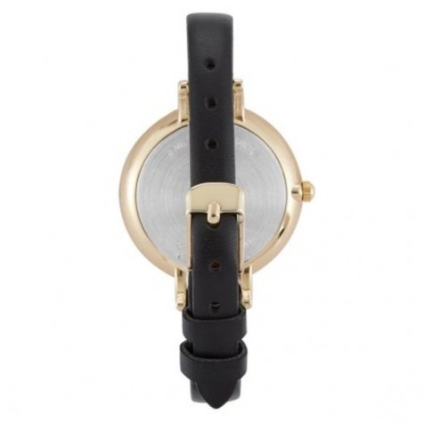 Gold w/Marble Print Black Strap Watch 