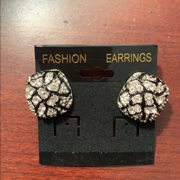 Silver w/Leopard Print Design Flip Back Closure Earrings