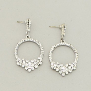 Silver Bridal Crystal Post Drop Earrings