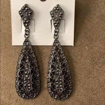 Black Diamond Dangle Earrings