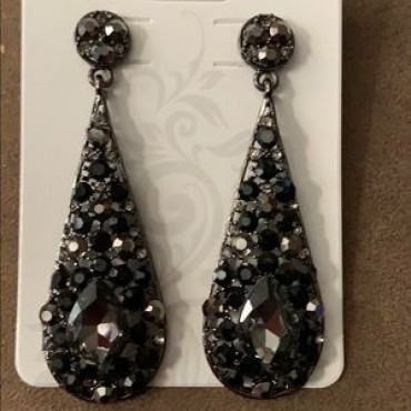 Black Diamond Crystal Dangle Earrings