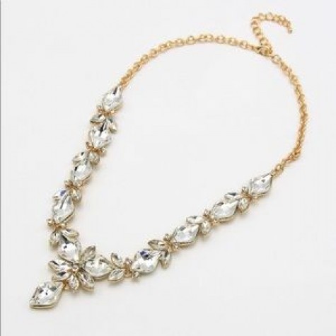 Gold w/Clear Diamond Cut Crystal Pendant Necklace Set